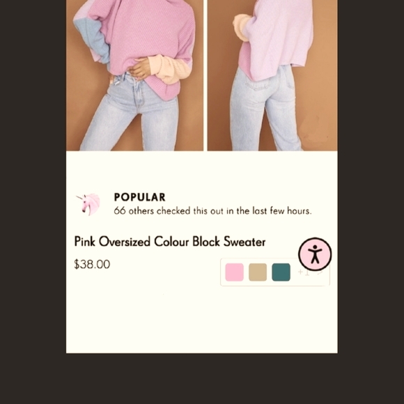 Pretty Little Thing Pink Color Block Oversized Sweater - Picture 7 of 8